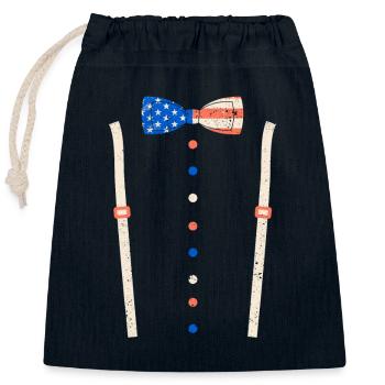 Kummerbund Fliege Hosenträger USA Flagge Smoking - Verschließbarer Geschenkbeutel aus Baumwolle (25x30cm) - Navy - Vorne