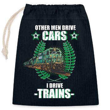 Trains Railway Decoy Driver Train Gift - Closable cotton gift bag (25x30cm) - navy - Front