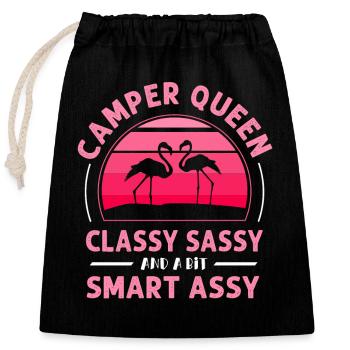 Camper Queen Classy Frech Und Ein bisschen Klug Assy - Verschließbarer Geschenkbeutel aus Baumwolle (25x30cm) - Schwarz - Vorne