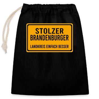 Brandenburg Brandenburger Potsdam Potsdamer Stolz - Verschließbarer Geschenkbeutel aus Baumwolle (25x30cm) - Schwarz - Vorne