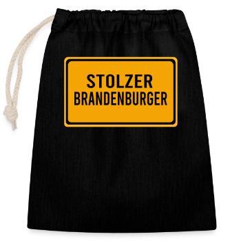Brandenburg Brandenburger Potsdam Potsdamer Stolz - Verschließbarer Geschenkbeutel aus Baumwolle (25x30cm) - Schwarz - Vorne