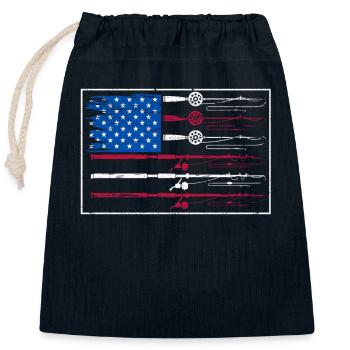 American Flag Fishing Rod Pole Funny - Closable cotton gift bag (25x30cm) - navy - Front