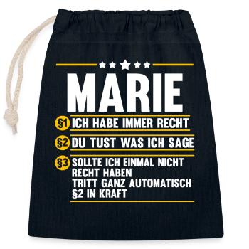 Marie - Verschließbarer Geschenkbeutel aus Baumwolle (25x30cm) - Navy - Vorne