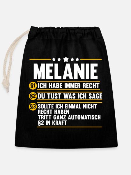 Melanie - Verschließbarer Geschenkbeutel aus Baumwolle (25x30cm) - Schwarz