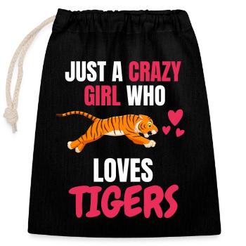 Tiger Liebhaber Zoo Tier Mädchen Geschenk Tiger - Verschließbarer Geschenkbeutel aus Baumwolle (25x30cm) - Schwarz - Vorne