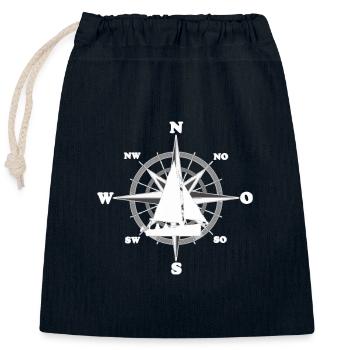 Wind Rose Sailboat Sailor Sailor Sailor - Closable cotton gift bag (25x30cm) - navy - Front