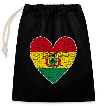 Bolivien Herz Kunstdesign - Verschließbarer Geschenkbeutel aus Baumwolle (25x30cm) - Schwarz - Vorne