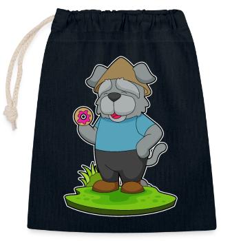 Donut pour chien - Sac cadeau en coton avec cordon (25 x 30 cm) - bleu marine - Devant