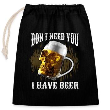 Skelettbier alkoholisches Getränk - Verschließbarer Geschenkbeutel aus Baumwolle (25x30cm) - Schwarz - Vorne