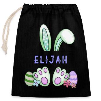 Easter Bunny, rabbit, cute - Elijah - Closable cotton gift bag (25x30cm) - black - Front
