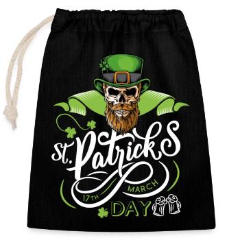 St. Patricks Day - Skull - Verschließbarer Geschenkbeutel aus Baumwolle (25x30cm) - Schwarz - Vorne