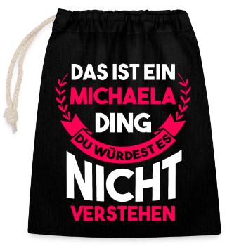 Michaela - Verschließbarer Geschenkbeutel aus Baumwolle (25x30cm) - Schwarz - Vorne
