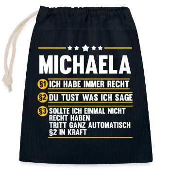 Michaela - Verschließbarer Geschenkbeutel aus Baumwolle (25x30cm) - Navy - Vorne