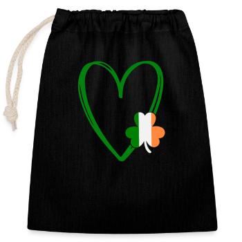 St Patricks Day Accessories Ireland Shamrock Decoration - Closable cotton gift bag (25x30cm) - black - Front