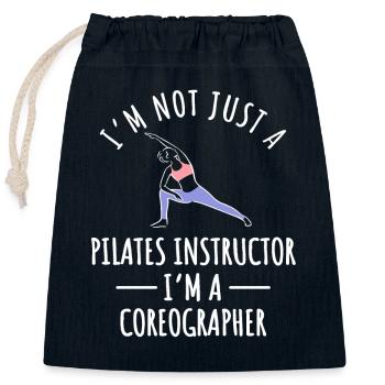 Formateur Pilates - Sac cadeau en coton avec cordon (25 x 30 cm) - bleu marine - Devant