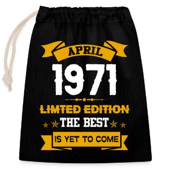 April 1971 Birthday present - Closable cotton gift bag (25x30cm) - black - Front