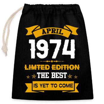 April 1974 Birthday present - Closable cotton gift bag (25x30cm) - black - Front