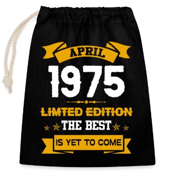 April 1975 Birthday present - Closable cotton gift bag (25x30cm) - black - Front