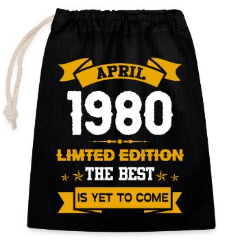 April 1980 Birthday present - Closable cotton gift bag (25x30cm) - black - Front