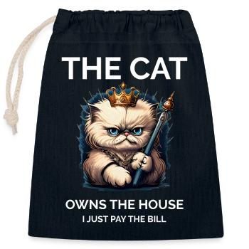 Proud Cat Owner - Closable cotton gift bag (25x30cm) - navy - Front