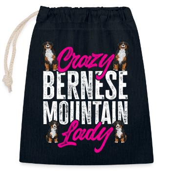 Bernese Mountain Dog - Closable cotton gift bag (25x30cm) - navy - Front