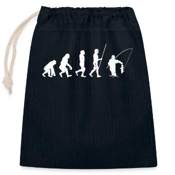 Angeln Evolution des Menschen Lustiger Fang Fisch - Verschließbarer Geschenkbeutel aus Baumwolle (25x30cm) - Navy - Vorne