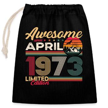 50e anniversaire homme April Né en 1973 Génial - Sac cadeau en coton avec cordon (25 x 30 cm) - noir - Devant