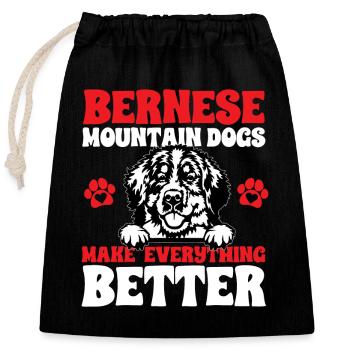 Bernese Mountain Dog - Closable cotton gift bag (25x30cm) - black - Front