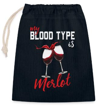 Wine Lover My Blod Type Is Merlot Funny Wine Maker - Verschließbarer Geschenkbeutel aus Baumwolle (25x30cm) - Navy - Vorne