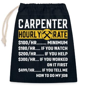 Vintage Carpenter Vêtements Woodworking Taux horaire - Sac cadeau en coton avec cordon (25 x 30 cm) - bleu marine - Devant