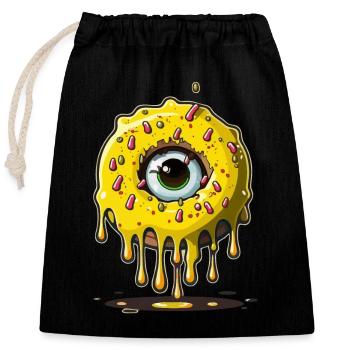 Monster Eye Donut - Closable cotton gift bag (25x30cm) - black - Front