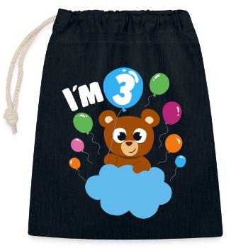 Birthday Teddy Bear 3 Years Old Bday Party Gift - Verschließbarer Geschenkbeutel aus Baumwolle (25x30cm) - Navy - Vorne