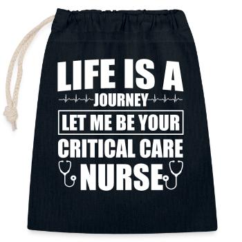 Infirmière en soins intensifs - Sac cadeau en coton avec cordon (25 x 30 cm) - bleu marine - Devant