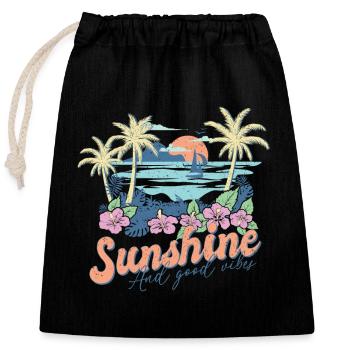 Sunshine And Great Vibes Summer - Closable cotton gift bag (25x30cm) - black - Front