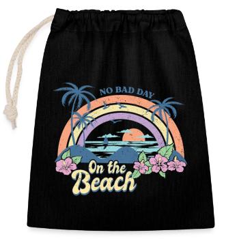 Pas de mauvaise journée sur la plage en été - Sac cadeau en coton avec cordon (25 x 30 cm) - noir - Devant