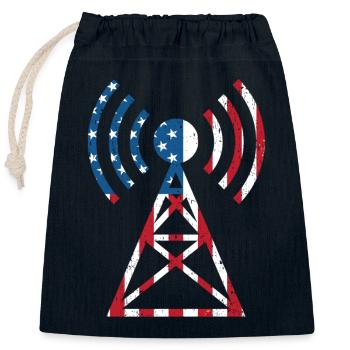 Mon antenne est plus grande que la vôtre - Sac cadeau en coton avec cordon (25 x 30 cm) - bleu marine - Devant