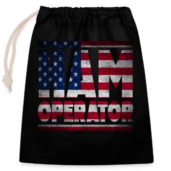 Ham Operator US Flag - Closable cotton gift bag (25x30cm) - black - Front