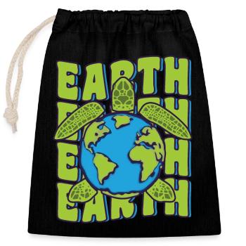 Groovy Planet Earth Day Meeresschildkrötenliebhaber Ozean - Verschließbarer Geschenkbeutel aus Baumwolle (25x30cm) - Schwarz - Vorne