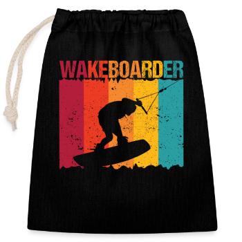 Retro Water Sports Wakeboard Wakeboarding Lovers - Sac cadeau en coton avec cordon (25 x 30 cm) - noir - Devant