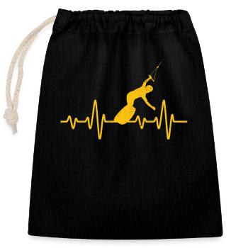 Wakeboard Heartbeat Drôle de Wakeboard Surfer - Sac cadeau en coton avec cordon (25 x 30 cm) - noir - Devant