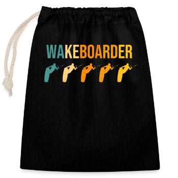 Retro Water Sports Wakeboard Wakeboarding Lovers - Sac cadeau en coton avec cordon (25 x 30 cm) - noir - Devant