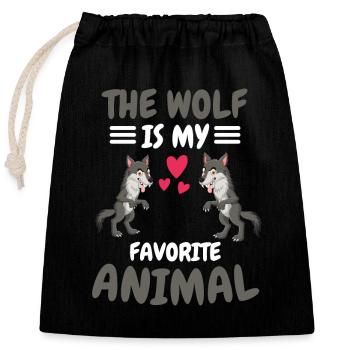 Favorite Animal Forest Animal Funny Gift Wolf - Closable cotton gift bag (25x30cm) - black - Front
