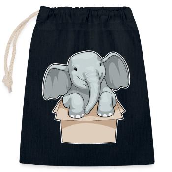 Elefant Karton - Verschließbarer Geschenkbeutel aus Baumwolle (25x30cm) - Navy - Vorne