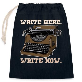 Author Books Writer Typewriter - Closable cotton gift bag (25x30cm) - navy - Front