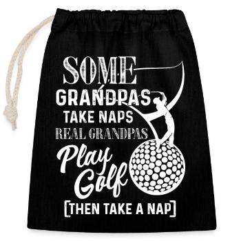 Golf Real Grandpas Play Golf - Closable cotton gift bag (25x30cm) - black - Front
