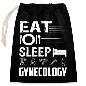 Gynecologist Eat Sleep Gynecology - Closable cotton gift bag (25x30cm) - black - Front