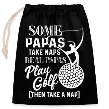 Golf Real Papas Play Golf - Closable cotton gift bag (25x30cm) - black - Front