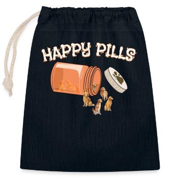 Happy Pills Golden Retriever Lustiger Hundeliebhaber Humor - Verschließbarer Geschenkbeutel aus Baumwolle (25x30cm) - Navy - Vorne