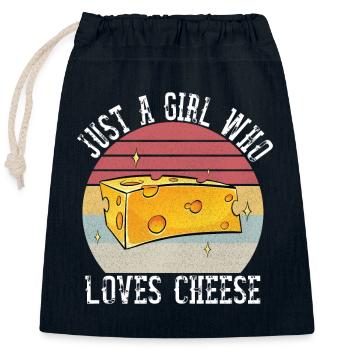 Just A Girl Who Loves Cheese Shirt Cheese Lover - Verschließbarer Geschenkbeutel aus Baumwolle (25x30cm) - Navy - Vorne