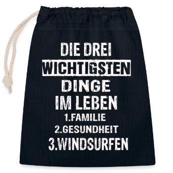 Windsurfen - Verschließbarer Geschenkbeutel aus Baumwolle (25x30cm) - Navy - Vorne
